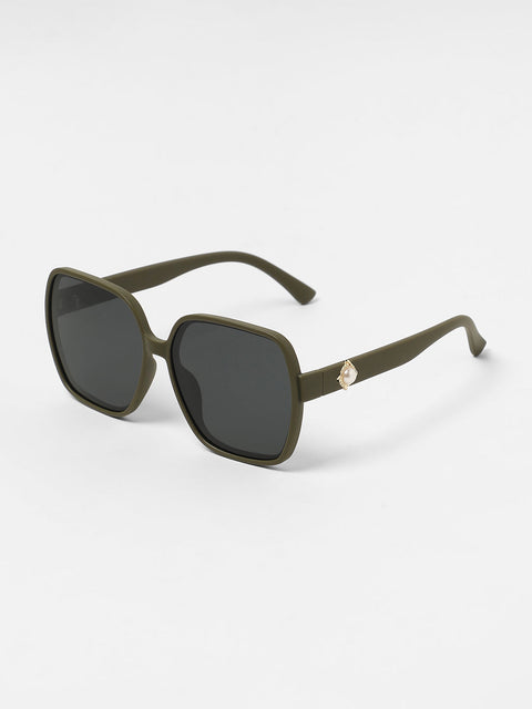 Sauce - The Embellished Oversized Sunglasses - Olive Green