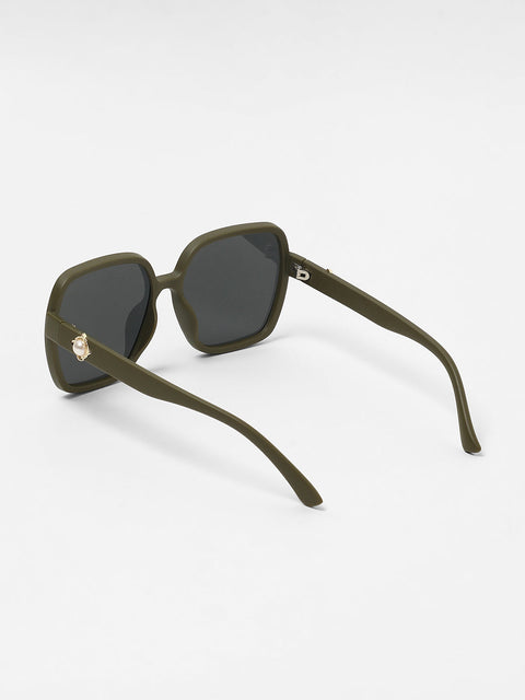 Sauce - The Embellished Oversized Sunglasses - Olive Green