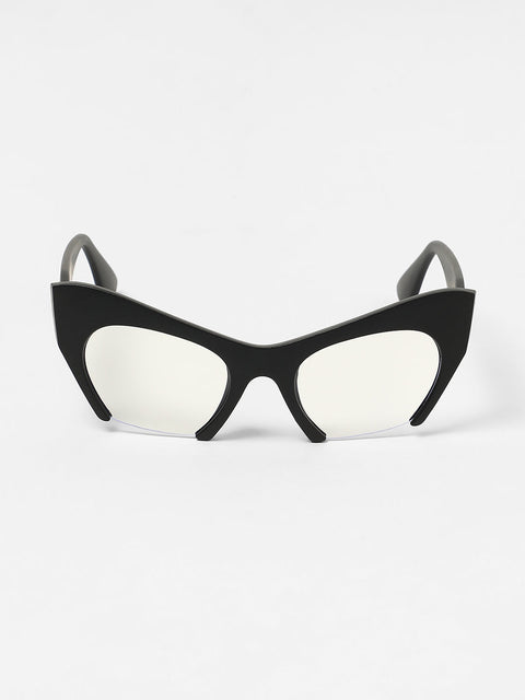 Sauce - The Abstract Half-Rim Cateye Sunglasses - Onyx Black