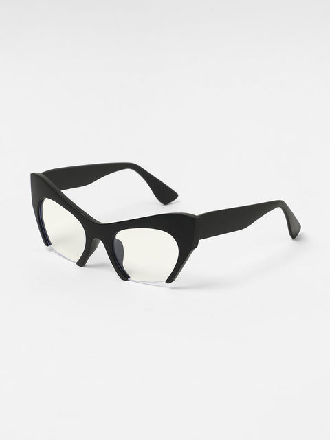 Sauce - The Abstract Half-Rim Cateye Sunglasses - Onyx Black
