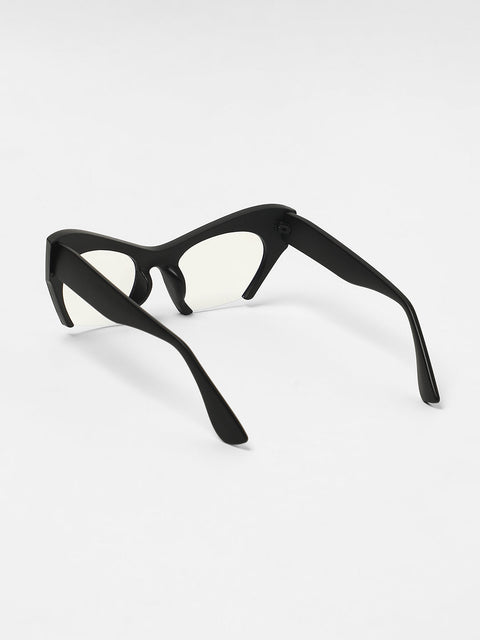 Sauce - The Abstract Half-Rim Cateye Sunglasses - Onyx Black