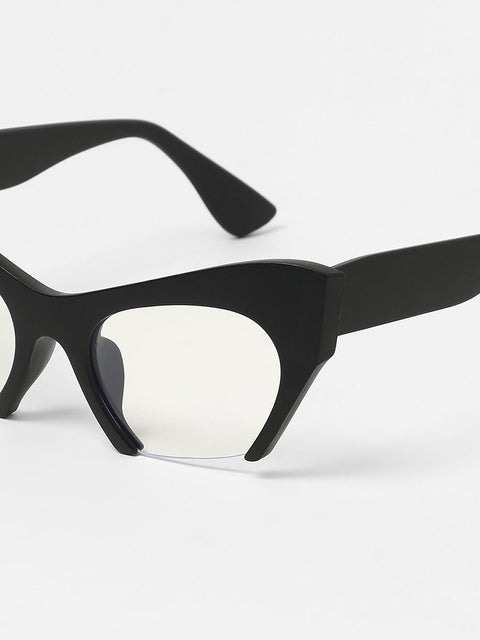 Sauce - The Abstract Half-Rim Cateye Sunglasses - Onyx Black