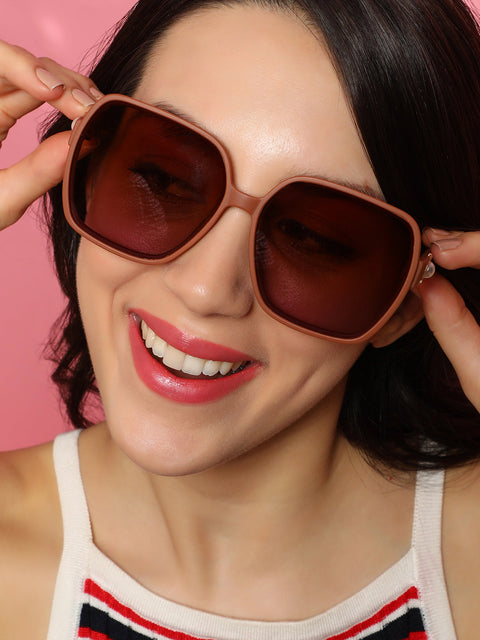 Sauce - The Embellished Oversized Sunglasses - Ash Brown