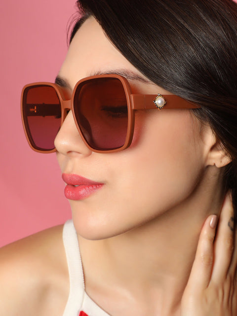 Sauce - The Embellished Oversized Sunglasses - Ash Brown