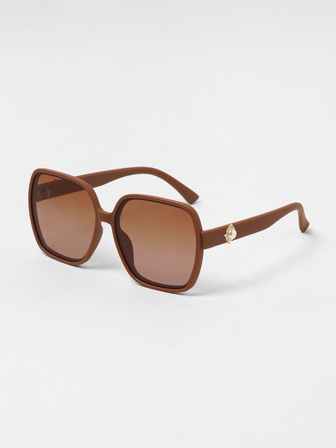 Sauce - The Embellished Oversized Sunglasses - Ash Brown
