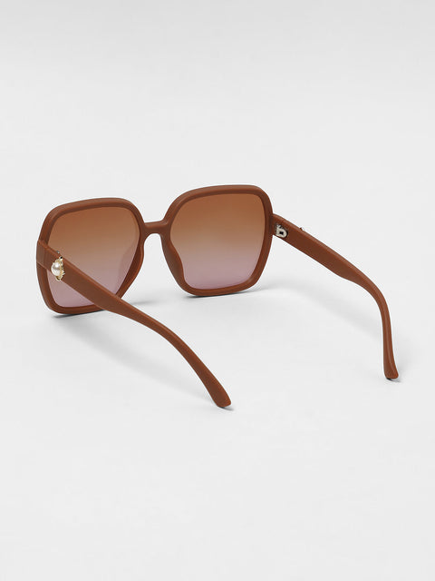 Sauce - The Embellished Oversized Sunglasses - Ash Brown