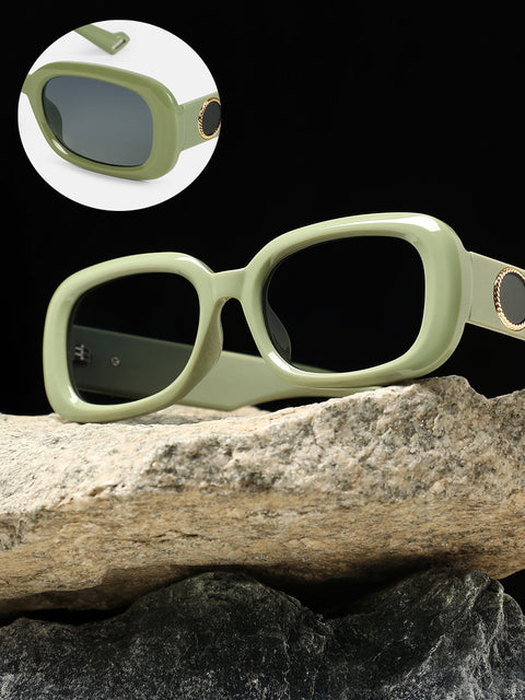 Hot Sauce - The Retro Cinema Rectangular Sunglass - Olive Green
