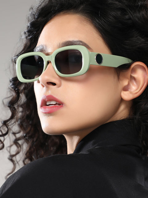 Hot Sauce - The Retro Cinema Rectangular Sunglass - Olive Green