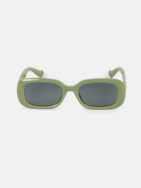 Hot Sauce - The Retro Cinema Rectangular Sunglass - Olive Green