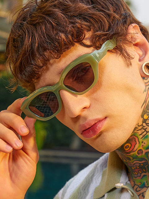 CAHOOT The Swirly Cateye Sunglass Olive Green