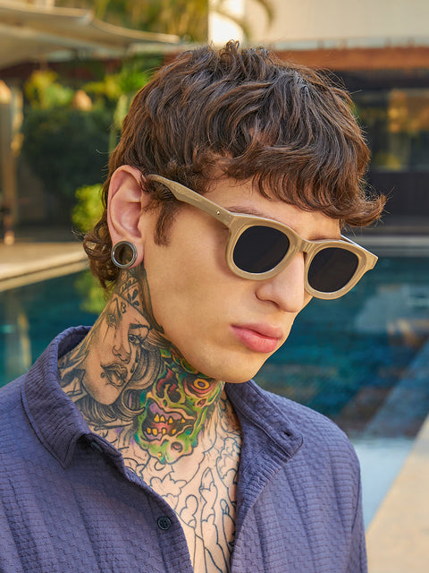 CAHOOT The Gregory Wayfarer Sunglass Taupe Brown