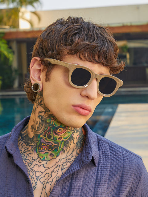 CAHOOT The Gregory Wayfarer Sunglass Taupe Brown