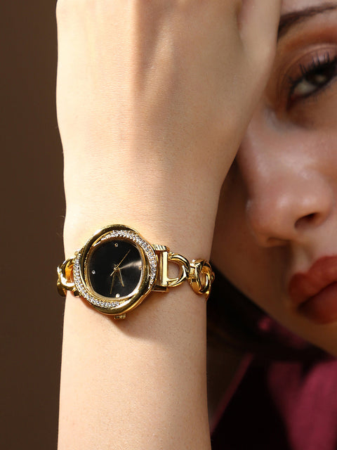 Sohi - The Luraith-Gem Round Watch - California Gold