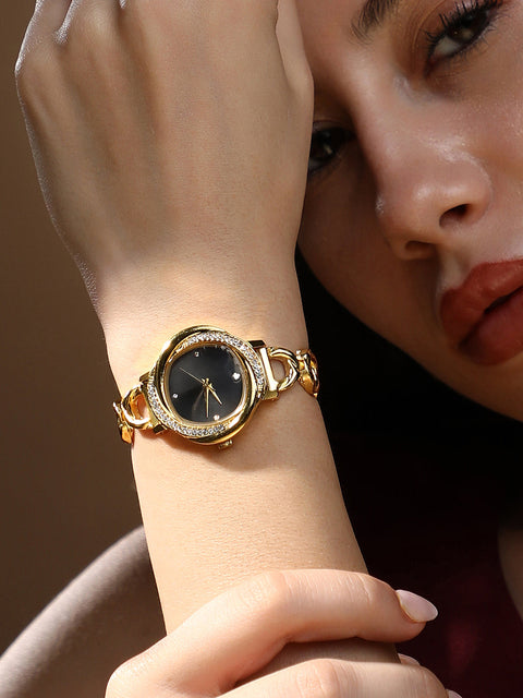 Sohi - The Luraith-Gem Round Watch - California Gold
