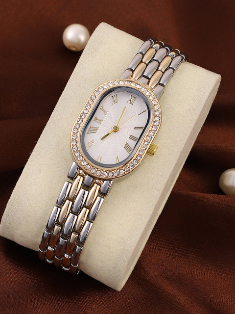 Sohi - The Vivienne Roman Oblong Watch - Metallic Silver & California Gold