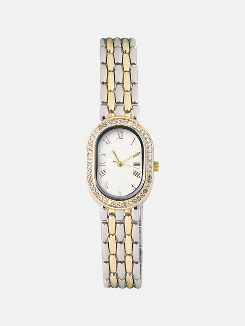 Sohi - The Vivienne Roman Oblong Watch - Metallic Silver & California Gold