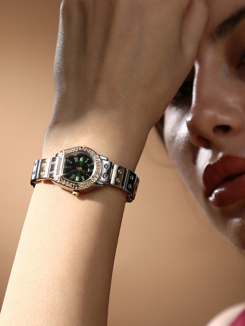 Sohi - The Slim Torque-Roman Asymmetric Watch - Metallic Silver & California Gold