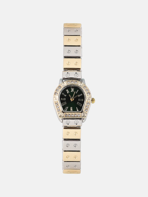 Sohi - The Slim Torque-Roman Asymmetric Watch - Metallic Silver & California Gold