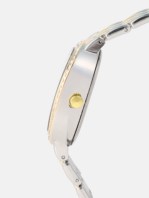 Sohi - The Slim Torque-Roman Asymmetric Watch - Metallic Silver & California Gold