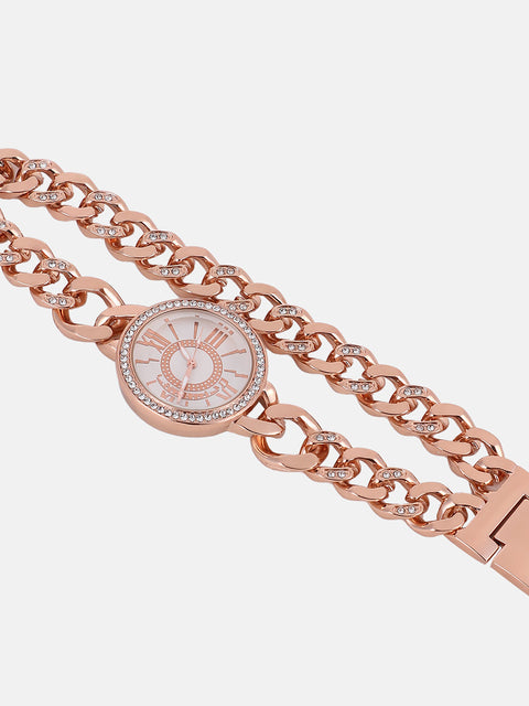 Sohi - The Dual-Chainlink Roman Round Watch - Rose Gold