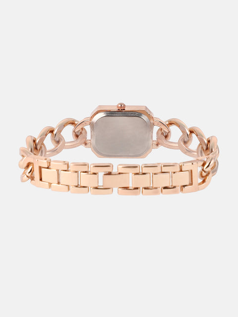 Sohi - The Chainlink Gem Rectangular Watch - Rose Gold