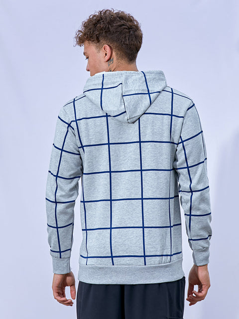 Chaos Contrast Graph Check Hoodie With Kangaroo Pocket