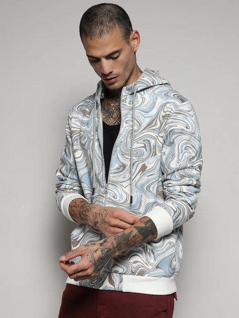 Hooked Contrast Fluid Zip Front Hoodie