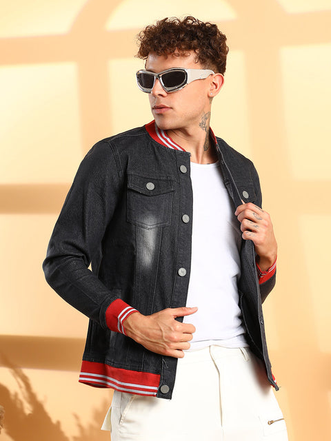 CAHOOT Dark-Wash Denim Jacket With Contrast Hem