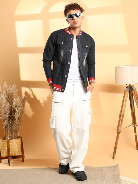 CAHOOT Dark-Wash Denim Jacket With Contrast Hem