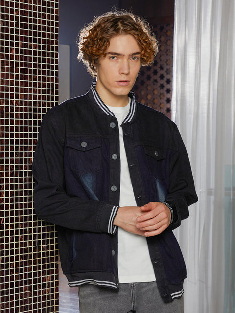 OneKind Dark-Wash Denim Bomber Jacket