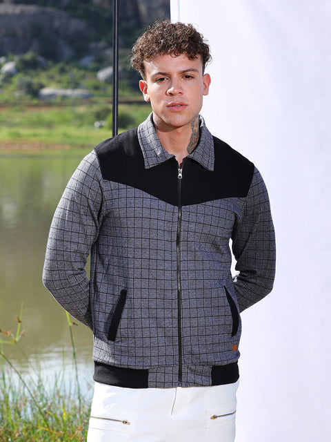 STARCAST Zip-Front Graph Checkered Jacket