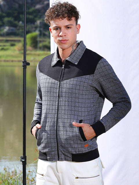 STARCAST Zip-Front Graph Checkered Jacket