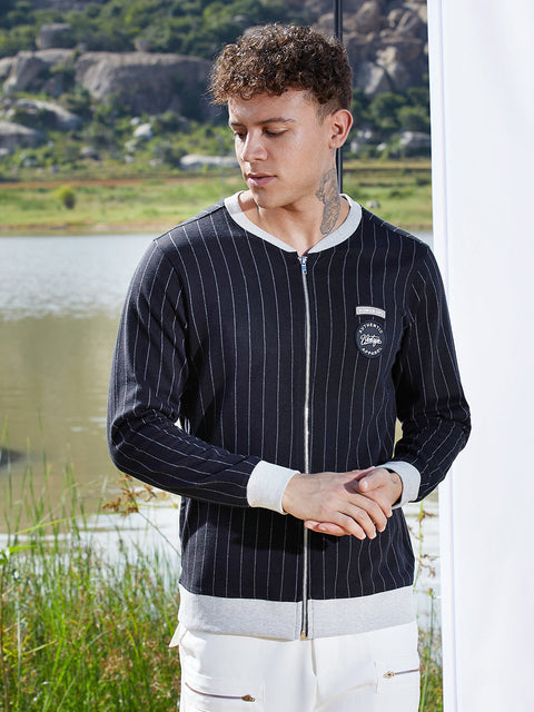 STARCAST Pinstriped Jacket With Contrast Hem