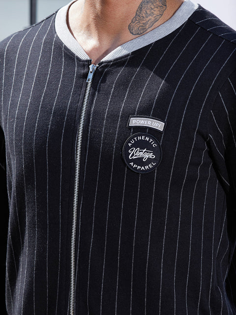 Behookd Pinstriped Jacket With Contrast Hem
