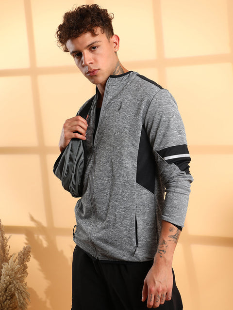 CAHOOT Heathered Activewear Jacket With Contrast Detail