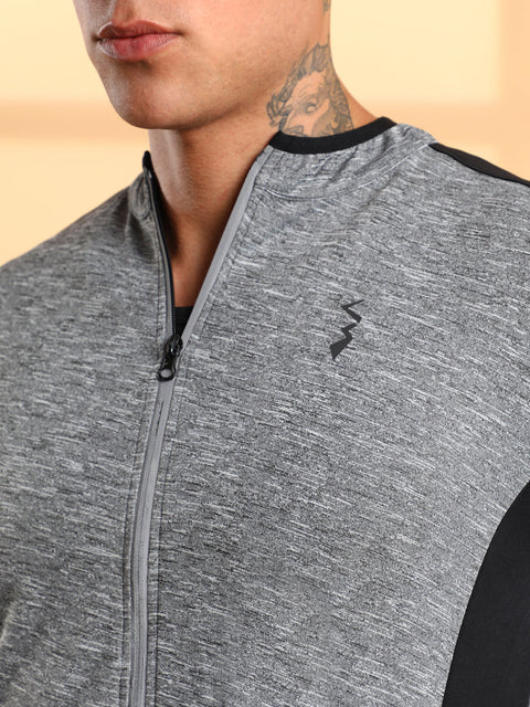 CAHOOT Heathered Activewear Jacket With Contrast Detail