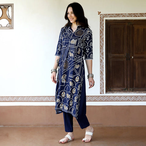 Sauce - Animal Print Kurta With Trousers Set