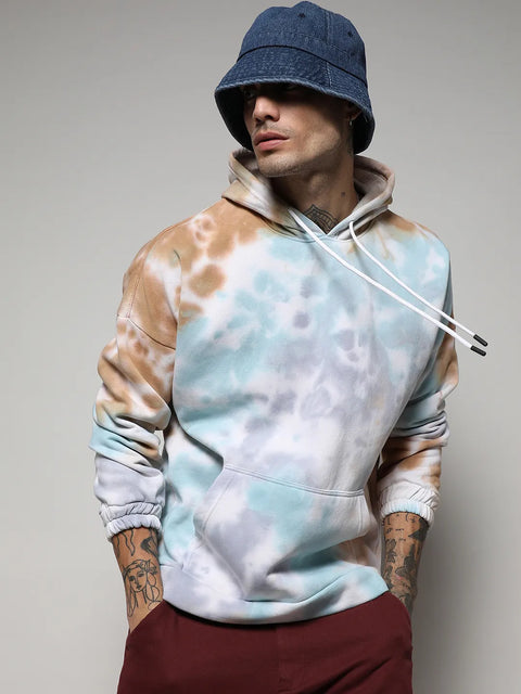 STARCAST Pastel Tie Dye Oversized Hoodie With Kangaroo Pocket