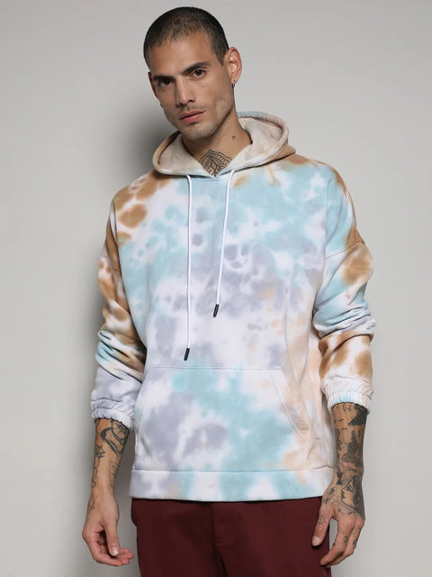 STARCAST Pastel Tie Dye Oversized Hoodie With Kangaroo Pocket
