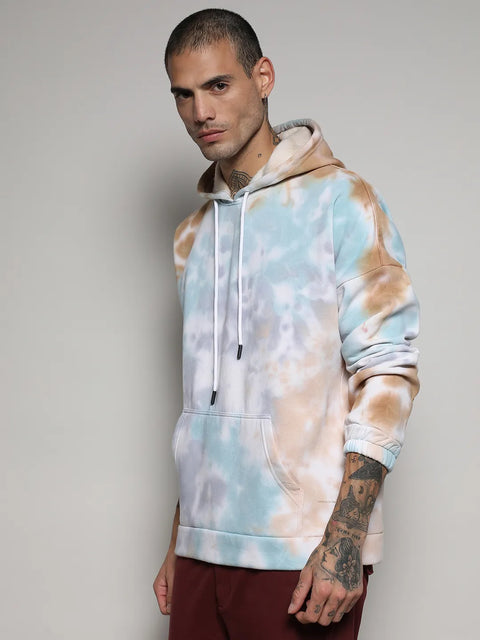 STARCAST Pastel Tie Dye Oversized Hoodie With Kangaroo Pocket