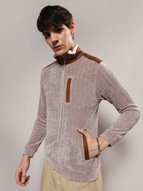 Behookd Zip-Front Cable Knit Jacket