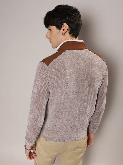 Behookd Zip-Front Cable Knit Jacket