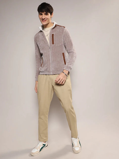 Behookd Zip-Front Cable Knit Jacket