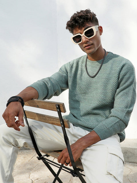 Just Be Textured Knit Pullover Sweater