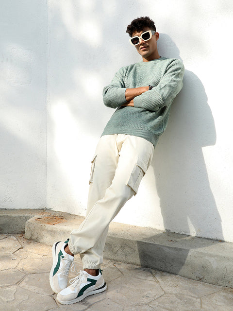 Just Be Textured Knit Pullover Sweater