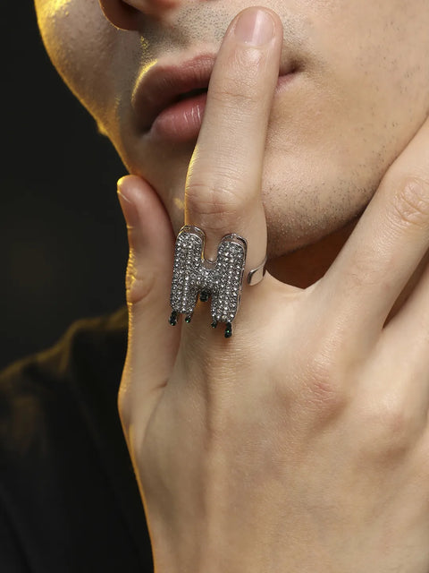 Chaos - Bling H Alphabet Ring - Silver