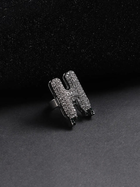 Chaos - Bling H Alphabet Ring - Silver