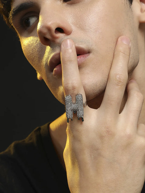 Chaos - Bling H Alphabet Ring - Silver
