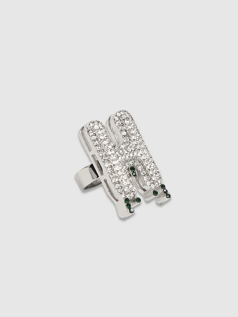 Chaos - Bling H Alphabet Ring - Silver