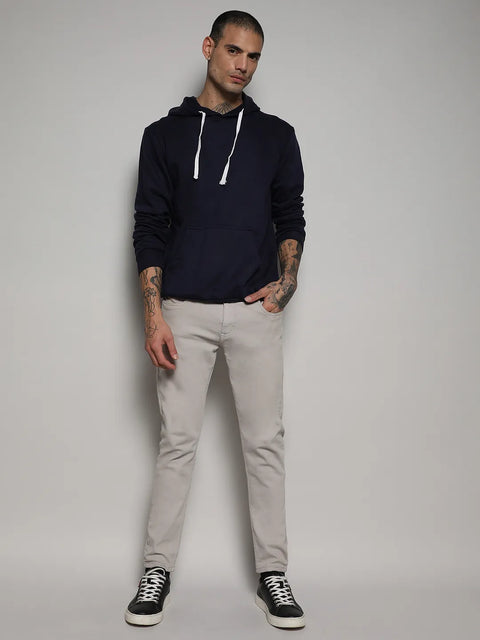 Just Be Pullover Hoodie With Contrast Drawstring